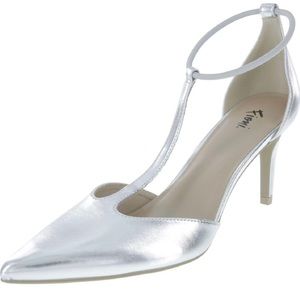 Silver metallic t-strap heels sz 9.5 NWT
